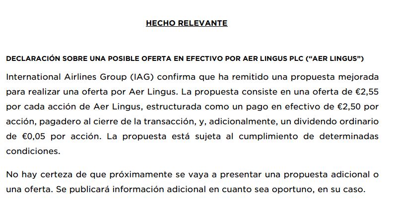 HECHO RELEVANTE CNMV