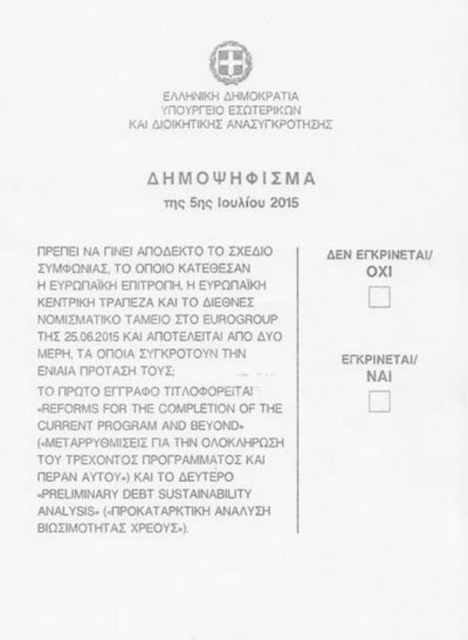Papeleta Referéndum griego