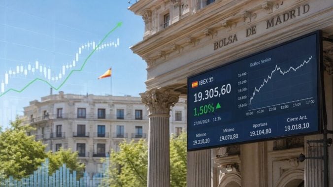El Ibex 35 despega sobre los 19.300 puntos con el rebote de la banca. Acciona e Unicaja, los que más suben