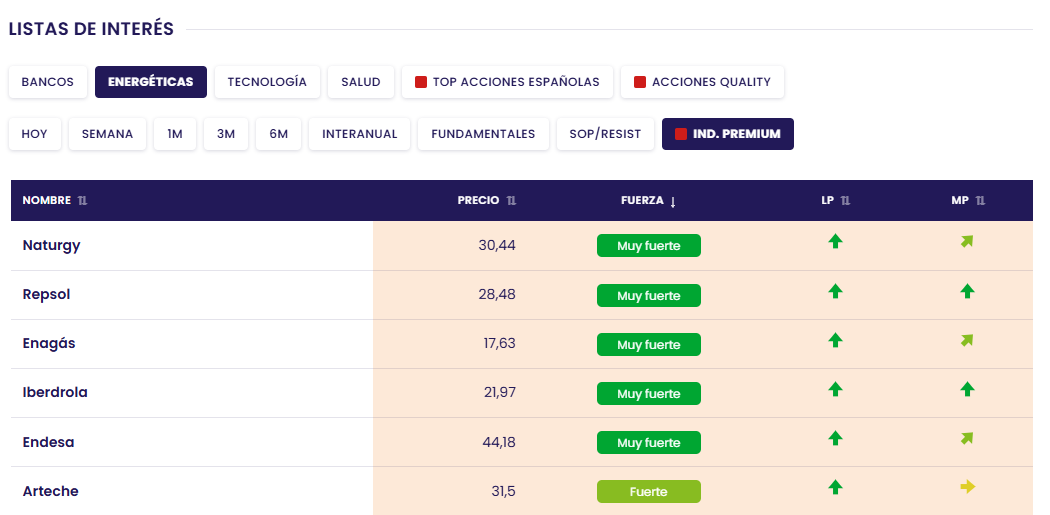 Fuerza premium sector energ&eacute;tico