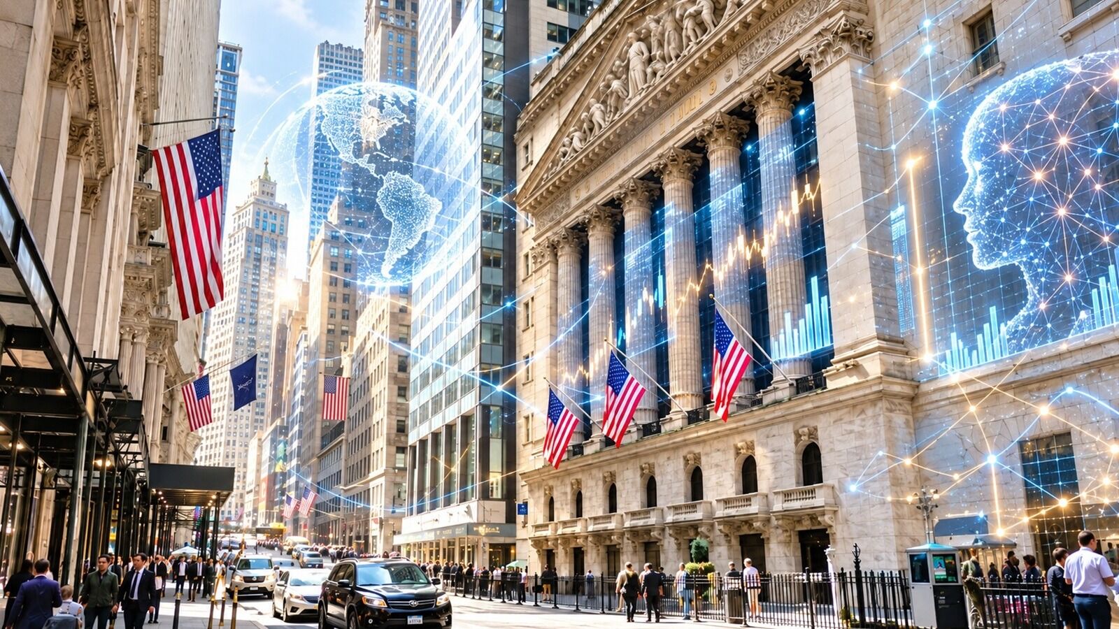 WALL STREET IA 1600 Sede de Wall Street y efectos de la IA en la bolsa de Nueva York