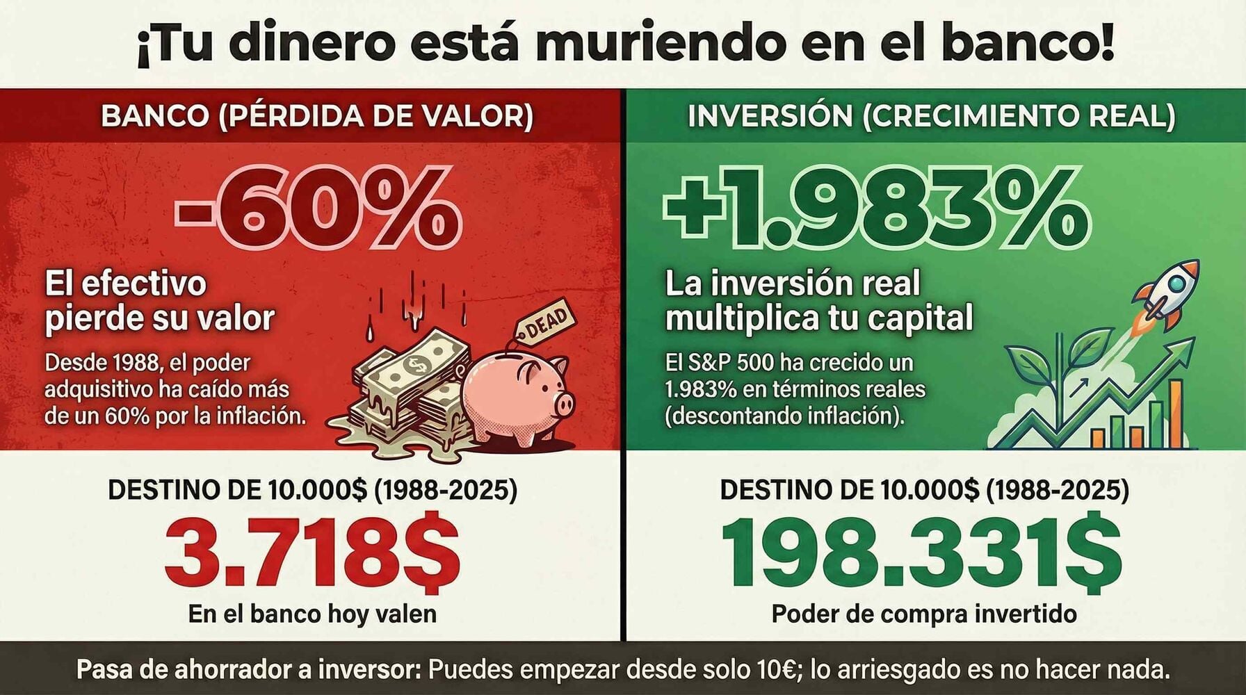 ¡Sal de los depósitos ya! Si no inviertes, estás perdiendo