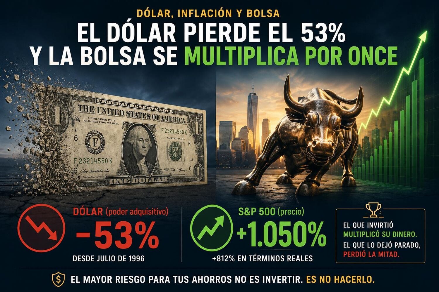 El dólar pierde el 53% y la bolsa se multiplica por once