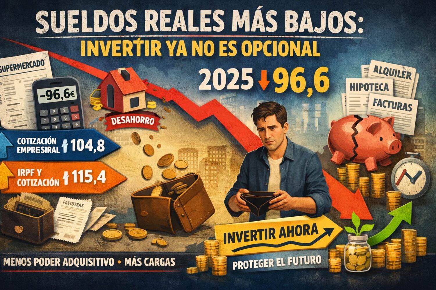 Sueldos reales más bajos: invertir ya no es opcional