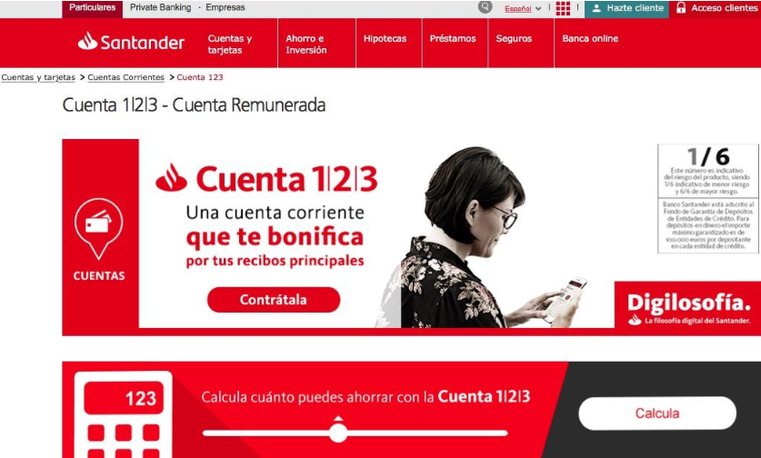 cuenta zero 123 de Santander