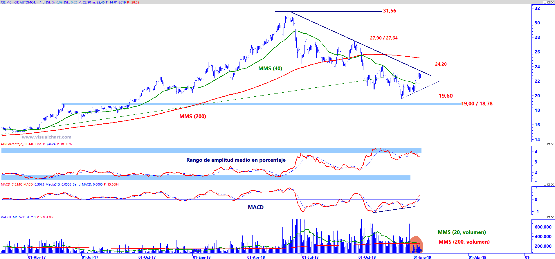 Gr&aacute;fico diario de Cie Automotive