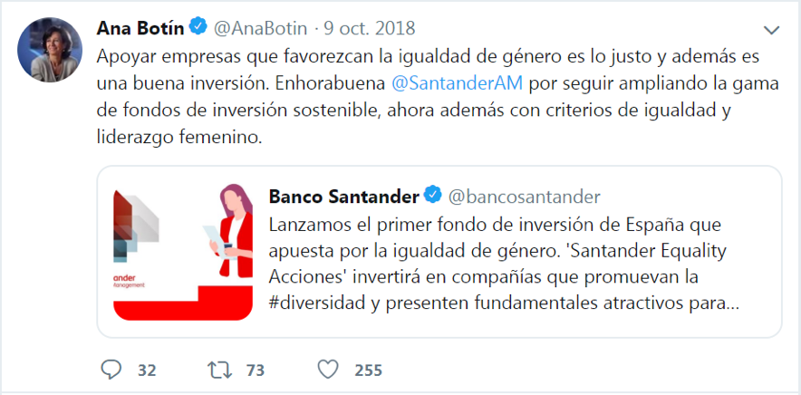Ana Botin Santander Equality acciones 