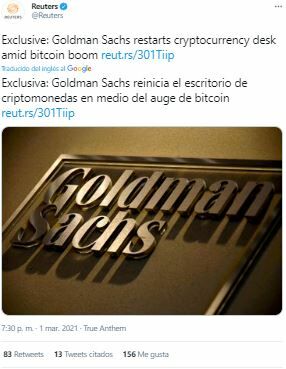 Mesa de criptomonedas Goldman Sachs