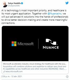 Microsoft tuit Nuance