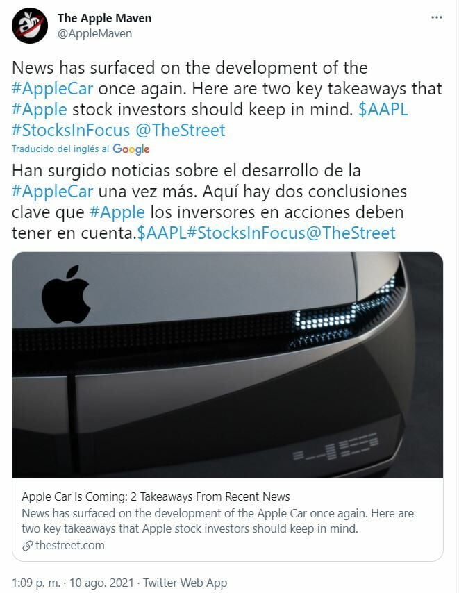 Apple tuit sobre el iCar