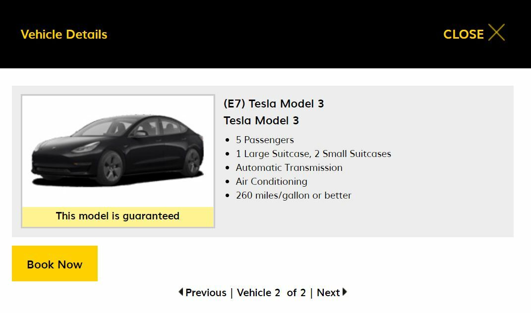 Tesla anuncio de Hertz sobre el alquiler de sus coches