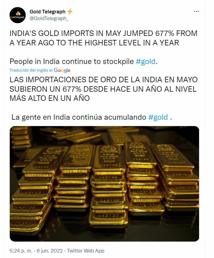 India y su exponencial aumento de las importaciones de oro en mayo 