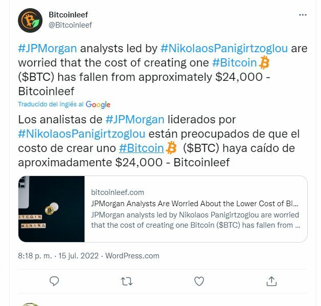 Bitcoin Tuit del experto de JPMorgan sobre el activo 
