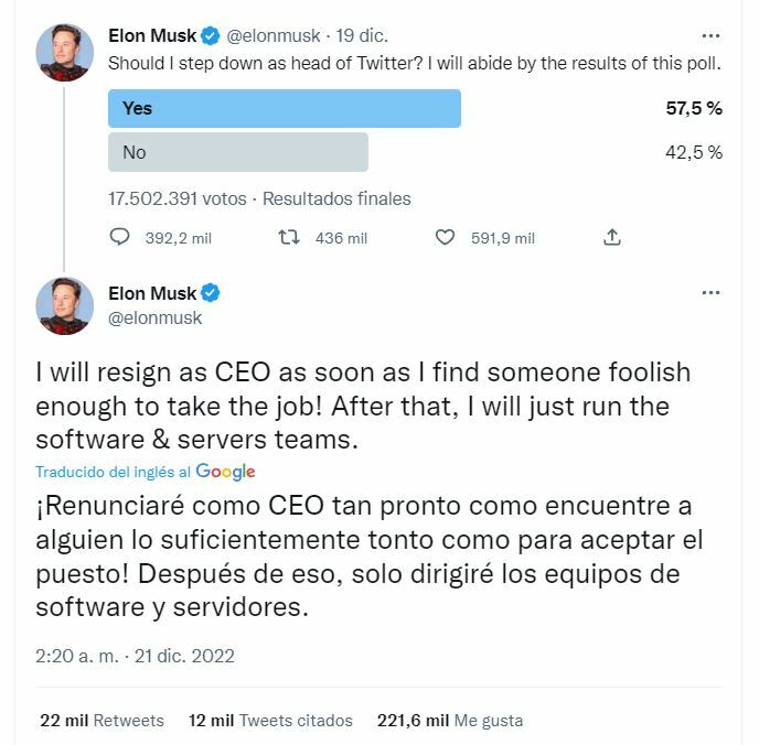 Tesla encuesta en Twitter sobre su salida de la empresa
