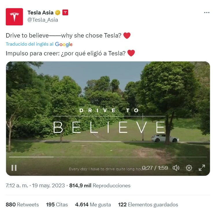 Tesla tuit sobre el presunto primer anuncio de la marca
