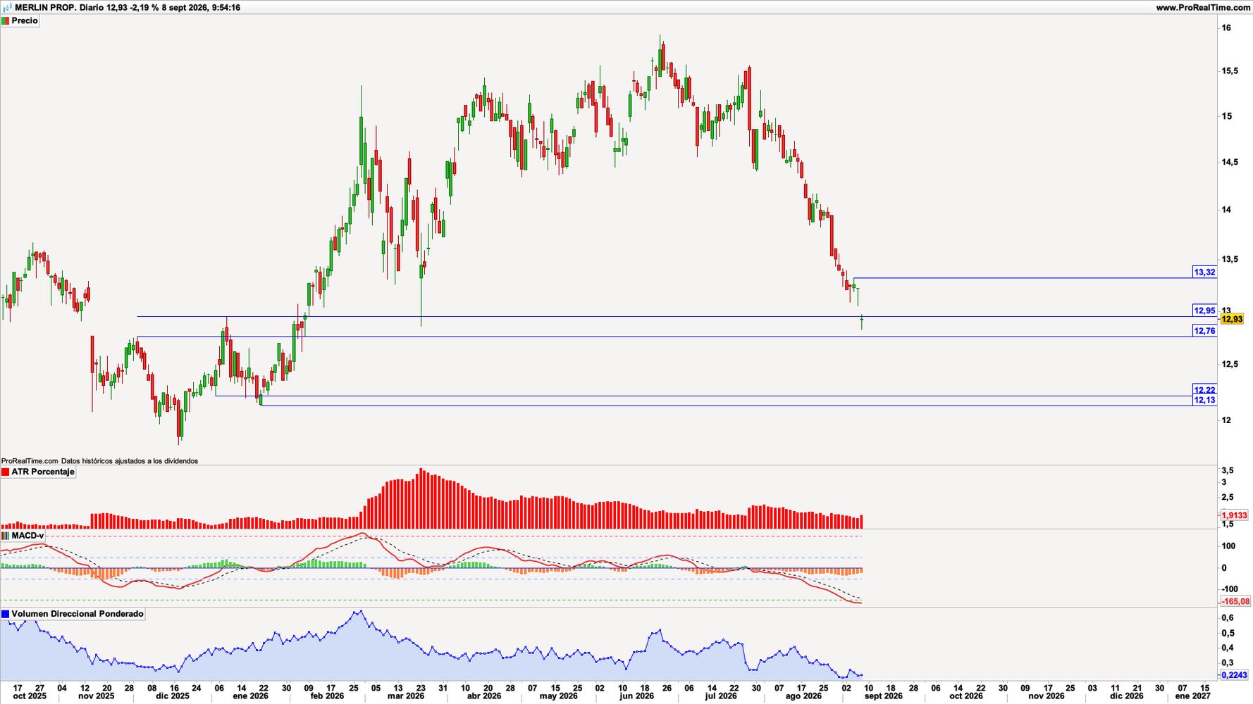 Gr&aacute;fico diario de Merlin Properties (MRL)
