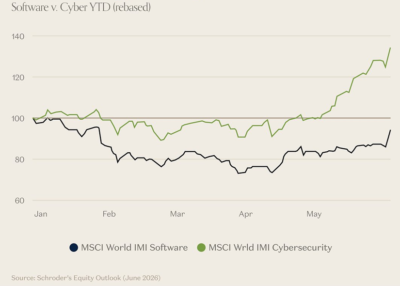 Las acciones del sector de la ciberseguridad han subido un 29,5% en lo que va de año, mientras que las del sector del software apenas han alcanzado el umbral de rentabilidad