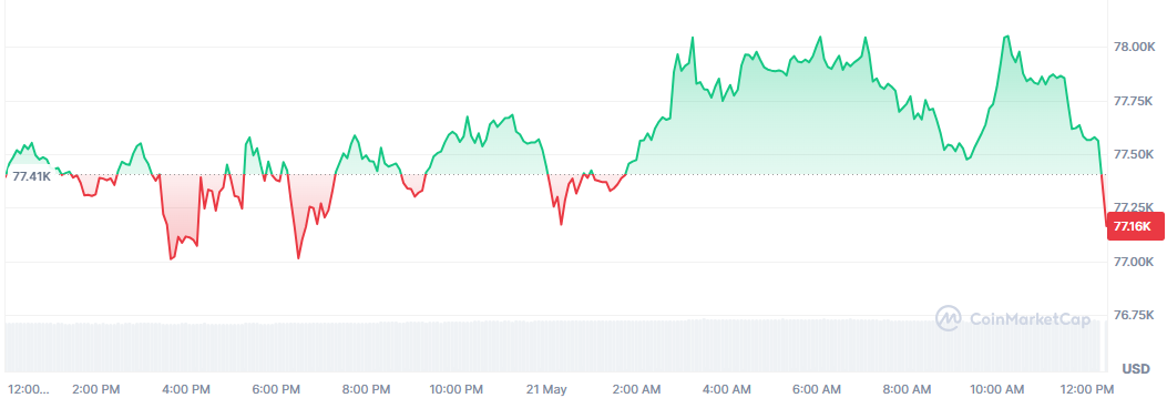 Bitcoin intenta asentarse en los 77.000 dólares