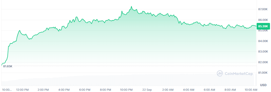 Bitcoin sigue sobre los 85.000 tras dispararse en las últimas 24 horas