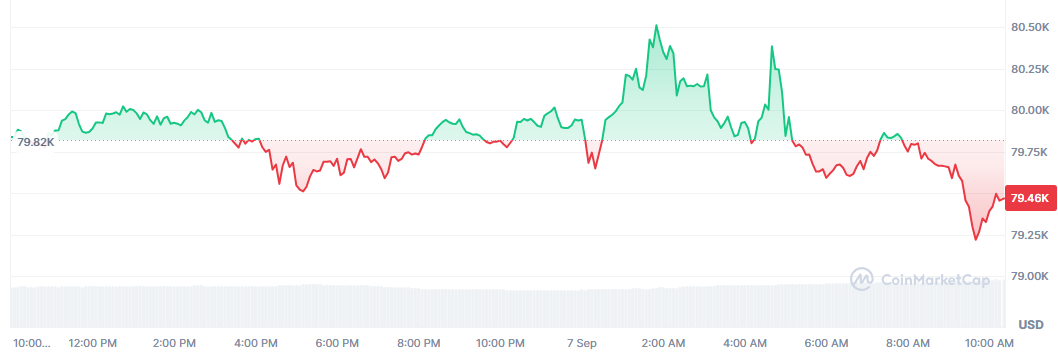 El Bitcoin cae ligeramente, pero sigue cerca de los 80.000